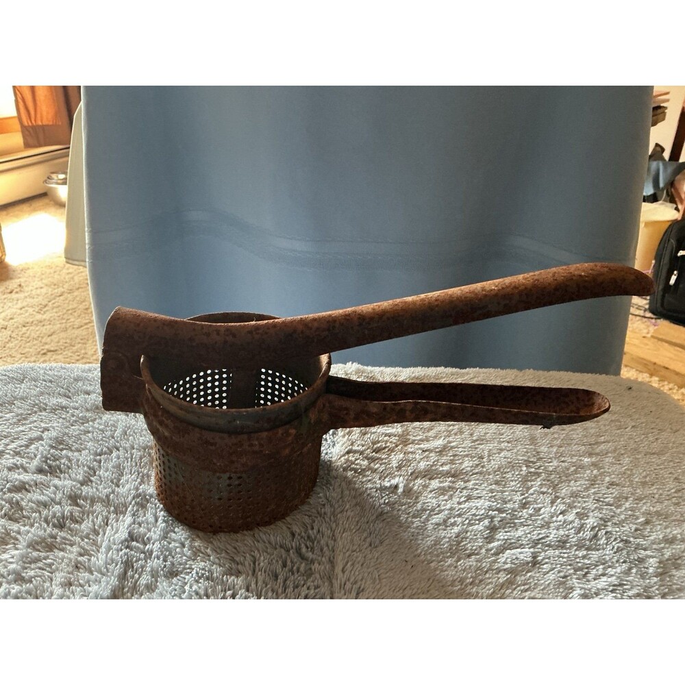 Vintage Rusted Potato Masher Kitchen Utensil Tool
